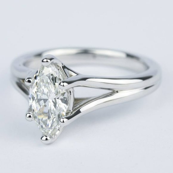 IGI 1Ct Marquise Lab Grown Diamond Engagement Ring - Picture 2 of 4